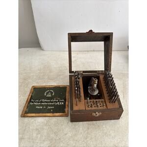 Vintage CKN Watch Maker STAKING TOOL SET in WOODEN BOX from Japan 55 Pieces